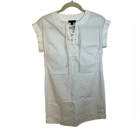 NWT J:CREW WHITE LACE UP SHIRT DRESS - Picture 1 of 4